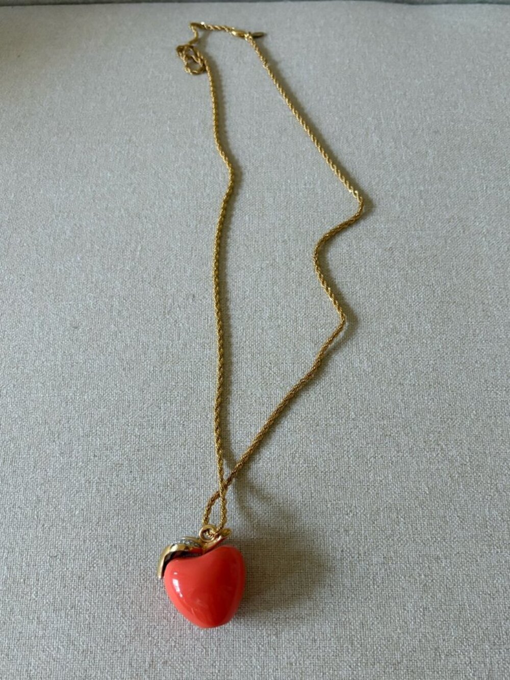 Kenneth Jay Lane Gold-Tone Chain with Apple Charm - Picture 2 of 5